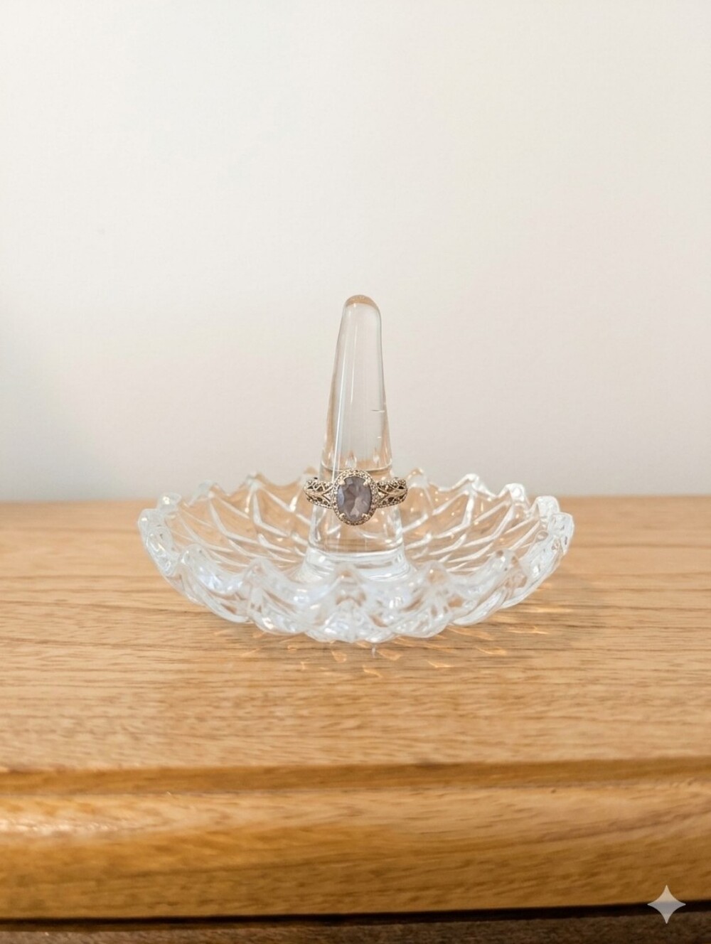 Vintage Glass Ring Holder Dish